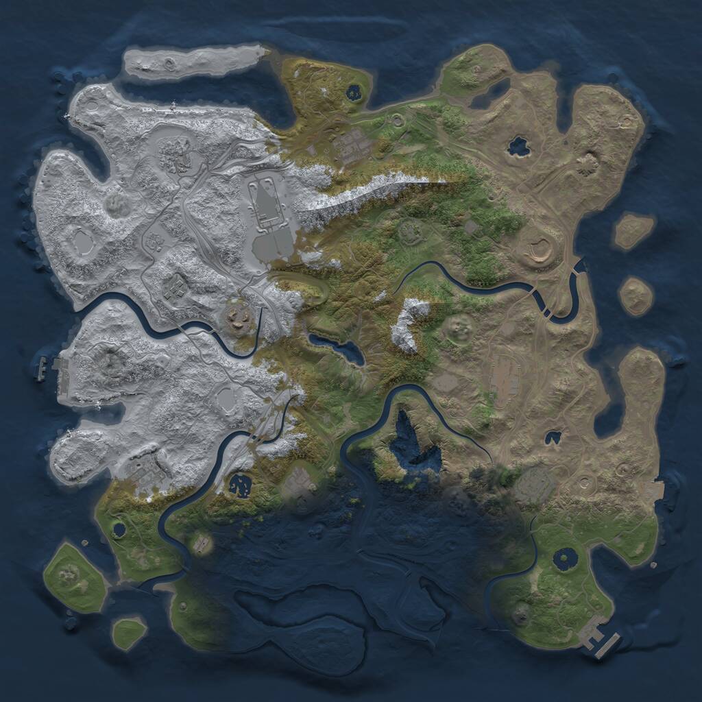 Rust Map: Procedural Map, Size: 4500, Seed: 525137388, 17 Monuments