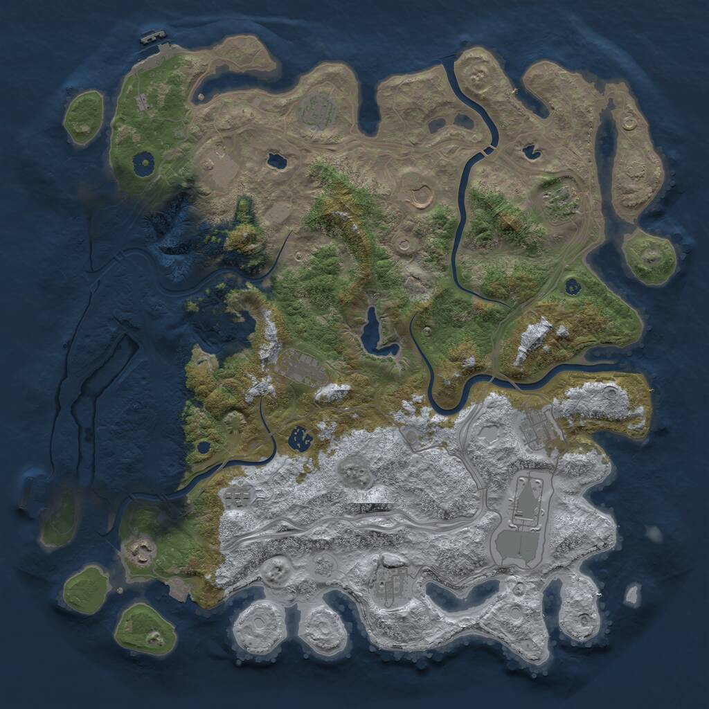 Rust Map: Procedural Map, Size: 4500, Seed: 24051974, 17 Monuments