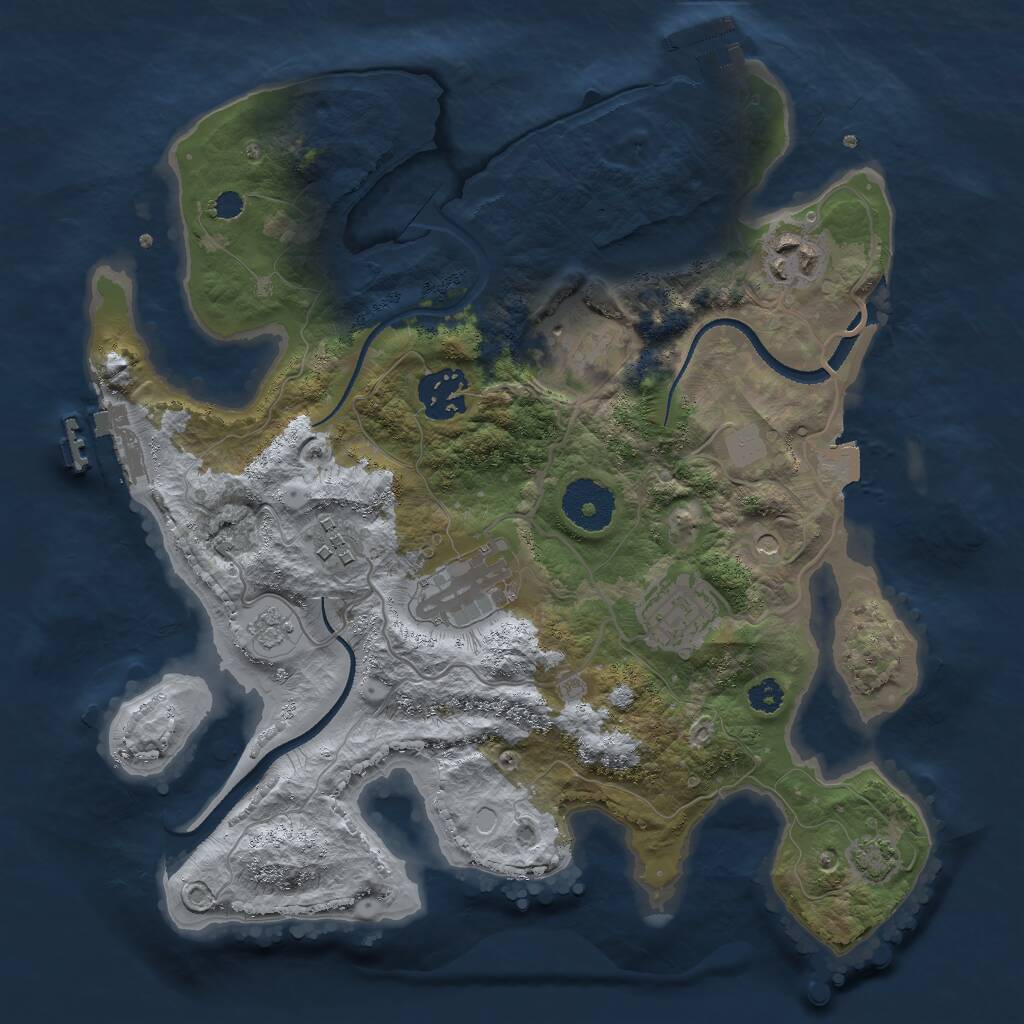 Rust Map: Procedural Map, Size: 3000, Seed: 1353722024, 12 Monuments