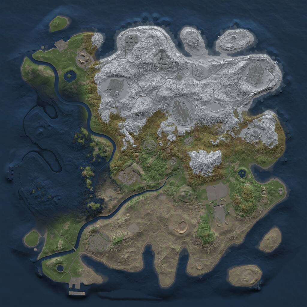 Rust Map: Procedural Map, Size: 3800, Seed: 815274369, 16 Monuments