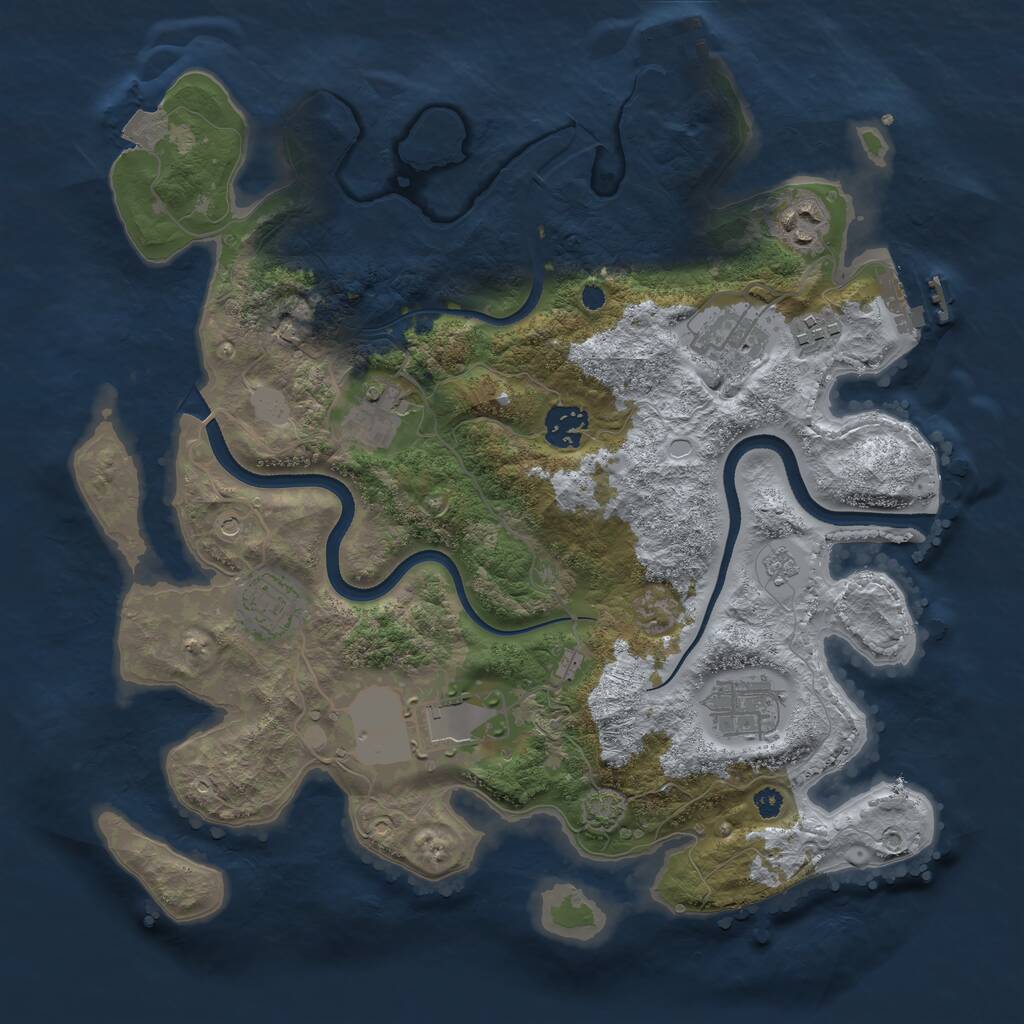 Rust Map: Procedural Map, Size: 3500, Seed: 455391031, 14 Monuments