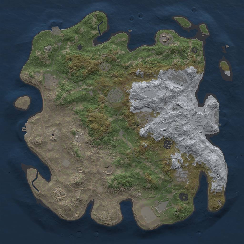 Rust Map: Procedural Map, Size: 4000, Seed: 1977613080, 19 Monuments