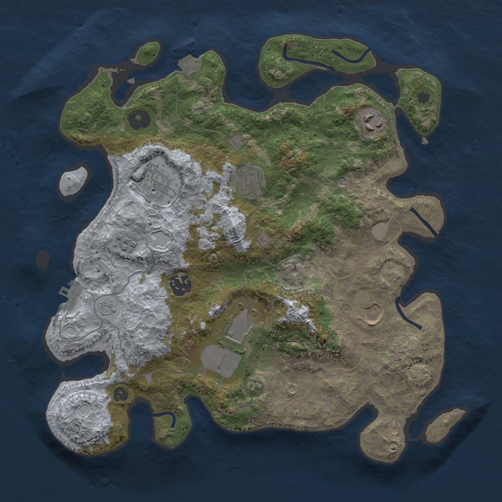 Rust Map: Procedural Map, Size: 3500, Seed: 1500939792, 14 Monuments