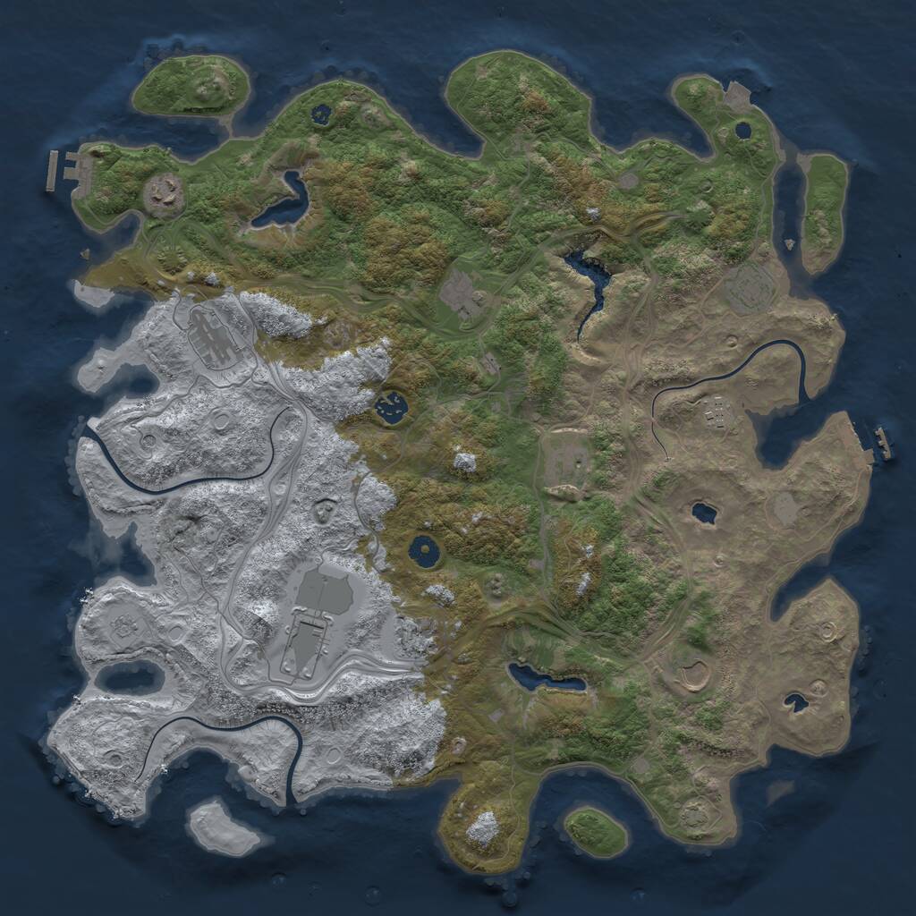 Rust Map: Procedural Map, Size: 4500, Seed: 532933398, 16 Monuments