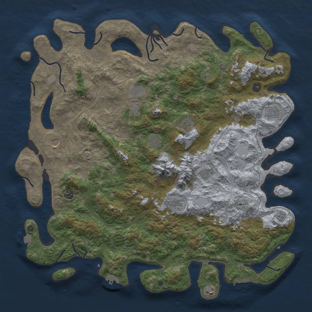 Rust Map: Procedural Map, Size: 5000, Seed: 324759, 18 Monuments