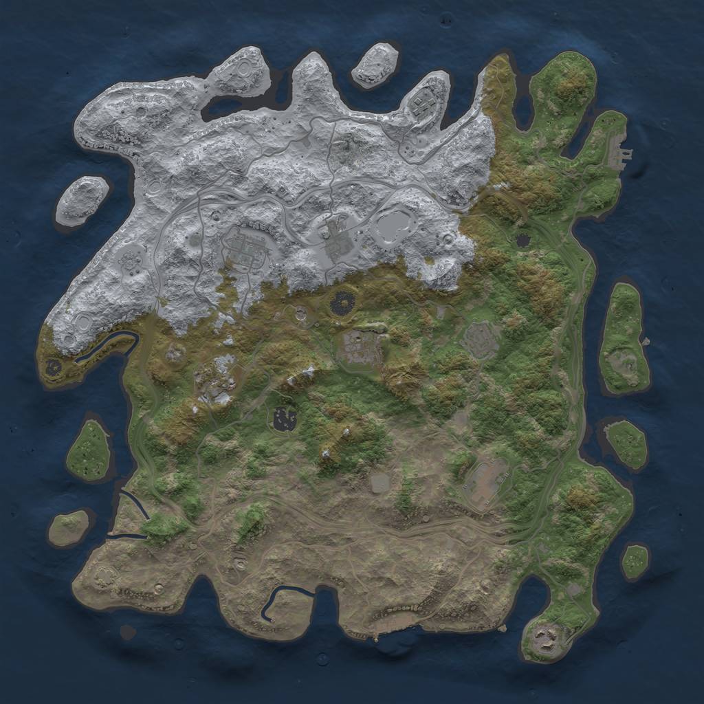 Rust Map: Procedural Map, Size: 4250, Seed: 327193995, 17 Monuments