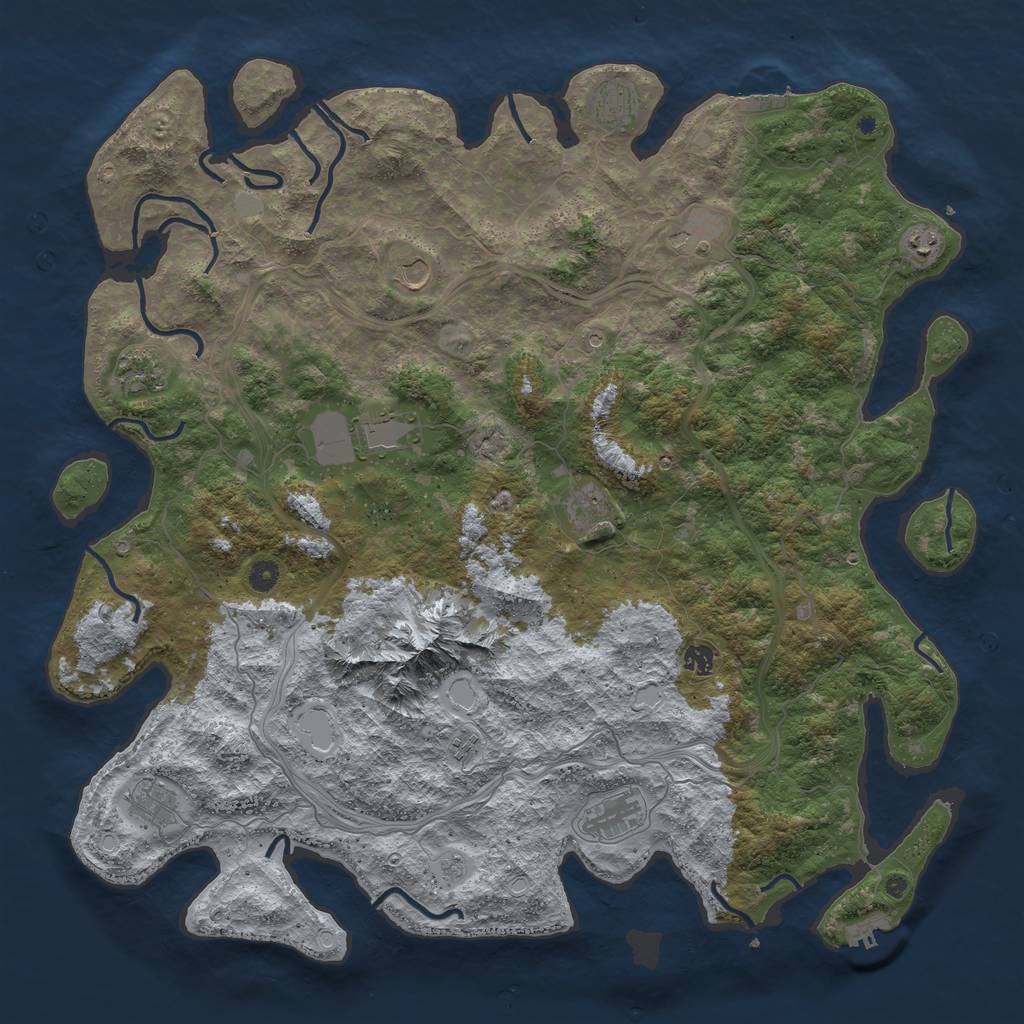 Rust Map: Procedural Map, Size: 5000, Seed: 60423, 18 Monuments