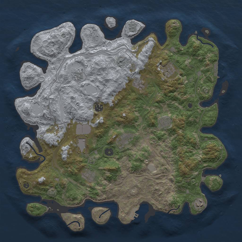 Rust Map: Procedural Map, Size: 4250, Seed: 722263105, 18 Monuments