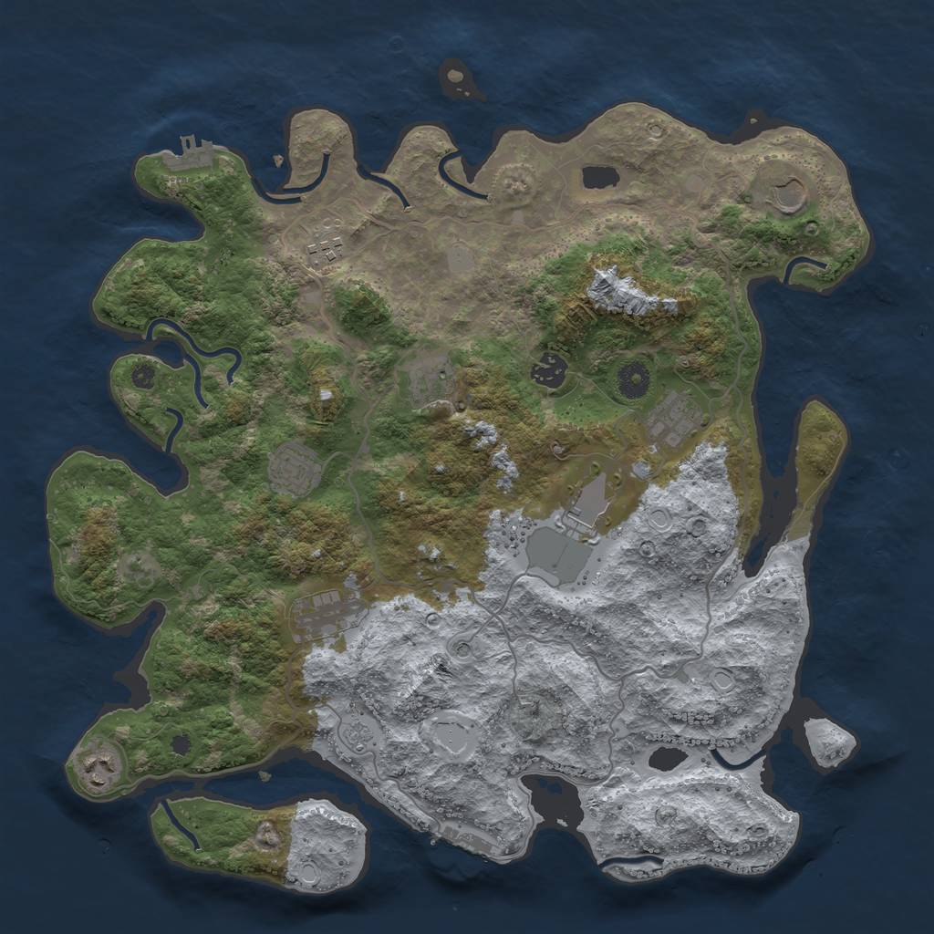 Rust Map: Procedural Map, Size: 4000, Seed: 3195017, 16 Monuments