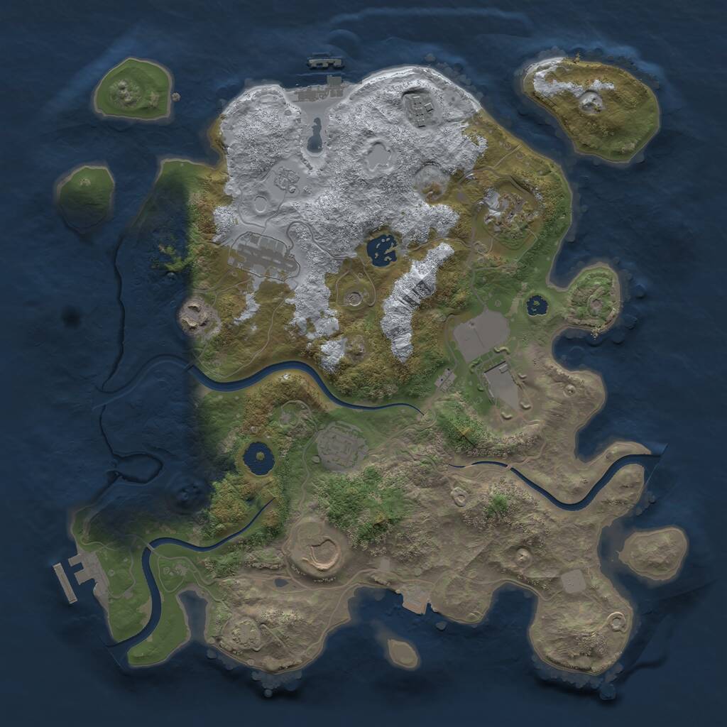 Rust Map: Procedural Map, Size: 3500, Seed: 459361974, 14 Monuments