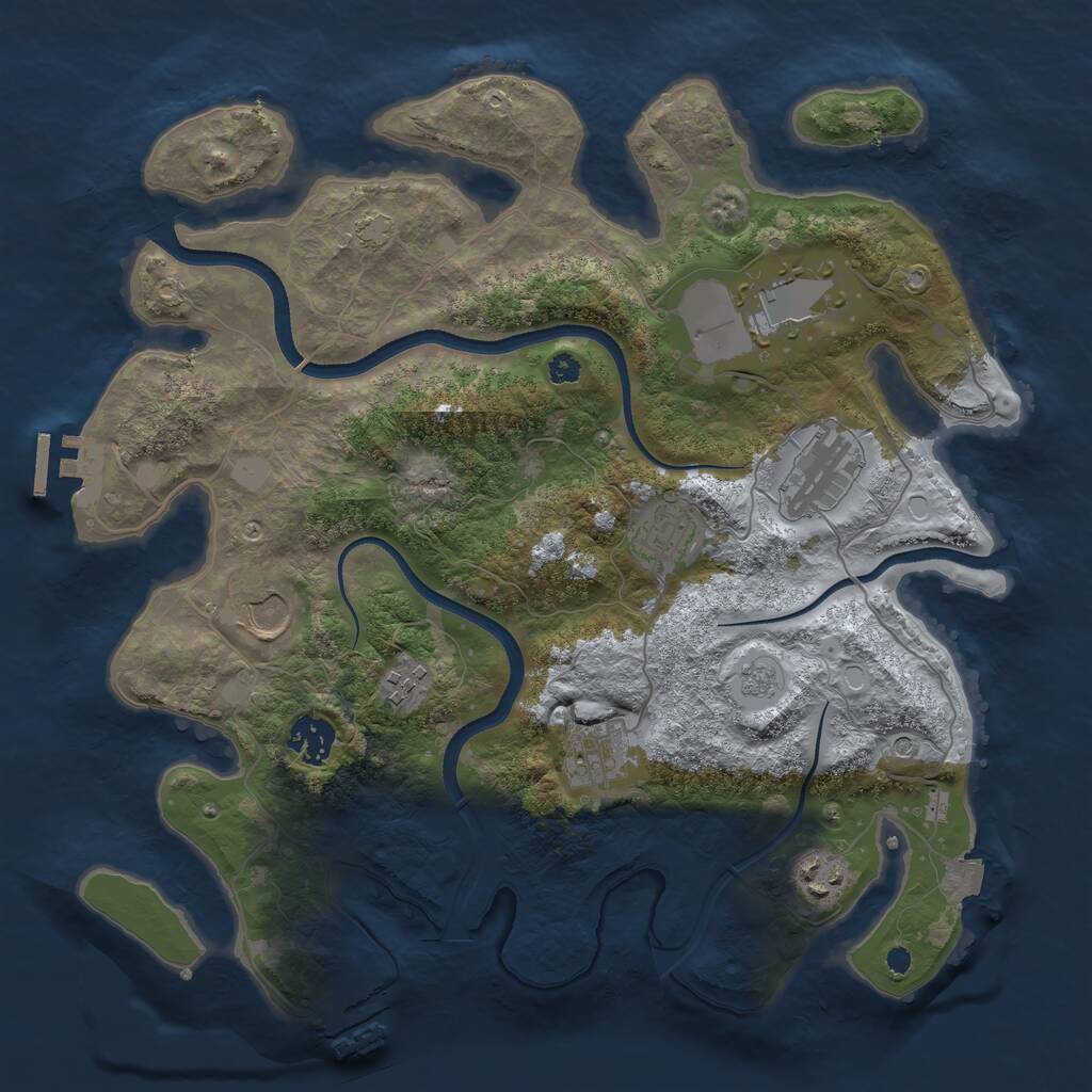Rust Map: Procedural Map, Size: 3500, Seed: 77111321, 14 Monuments