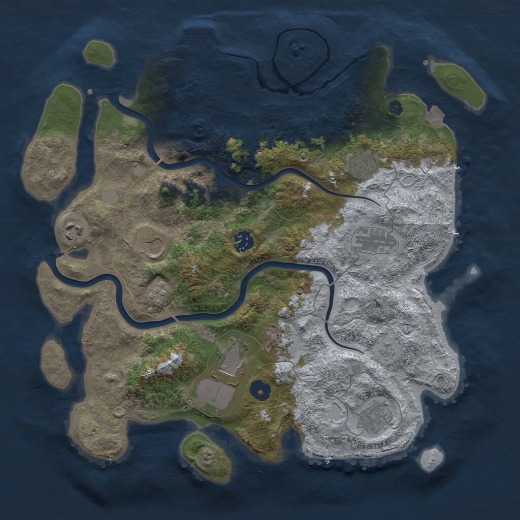Rust Map: Procedural Map, Size: 3800, Seed: 1255368237, 14 Monuments