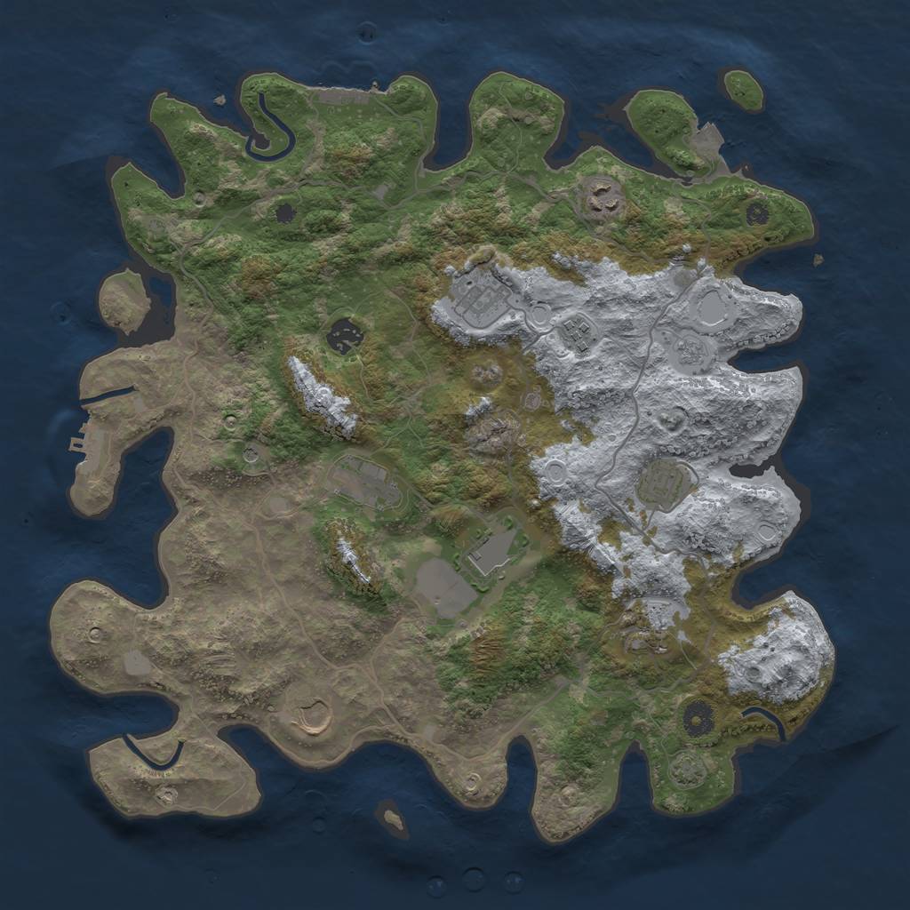 Rust Map: Procedural Map, Size: 4000, Seed: 653117657, 17 Monuments