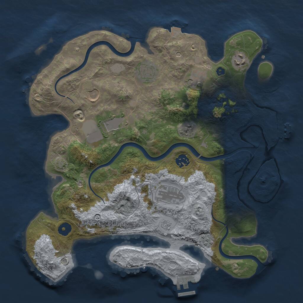 Rust Map: Procedural Map, Size: 3500, Seed: 605656161, 14 Monuments