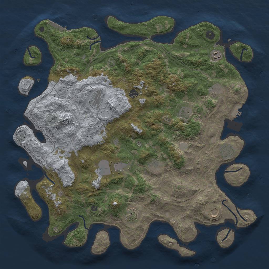 Rust Map: Procedural Map, Size: 4500, Seed: 1676867651, 18 Monuments