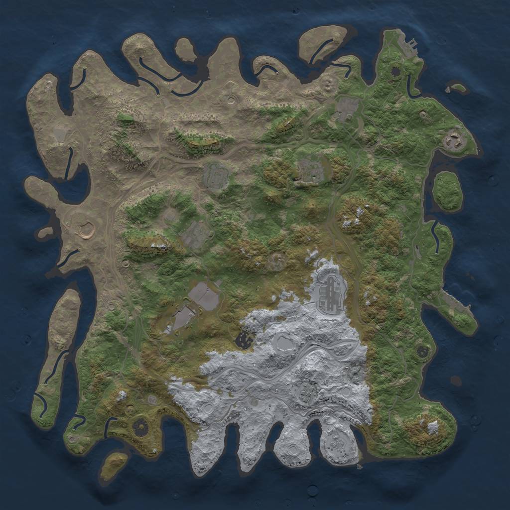 Rust Map: Procedural Map, Size: 4500, Seed: 688016394, 17 Monuments