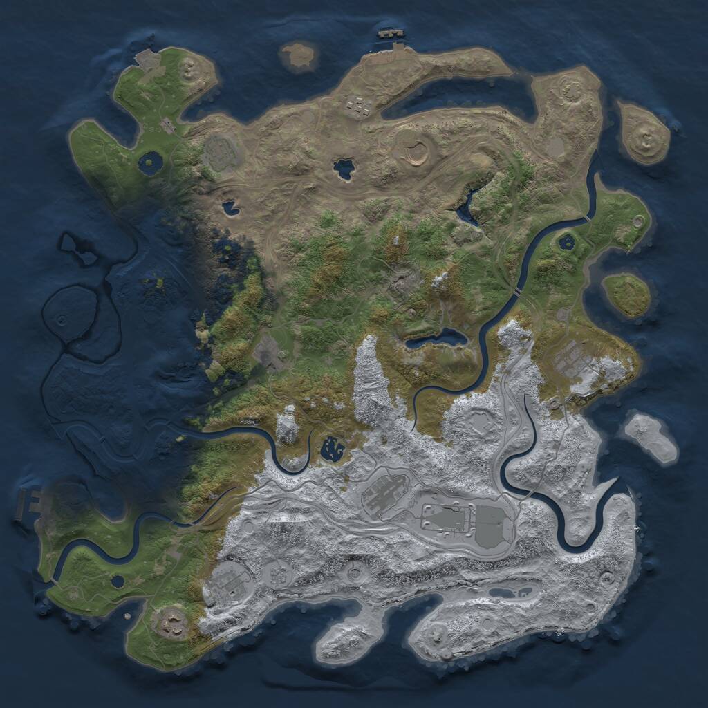 Rust Map: Procedural Map, Size: 4500, Seed: 2119959465, 16 Monuments