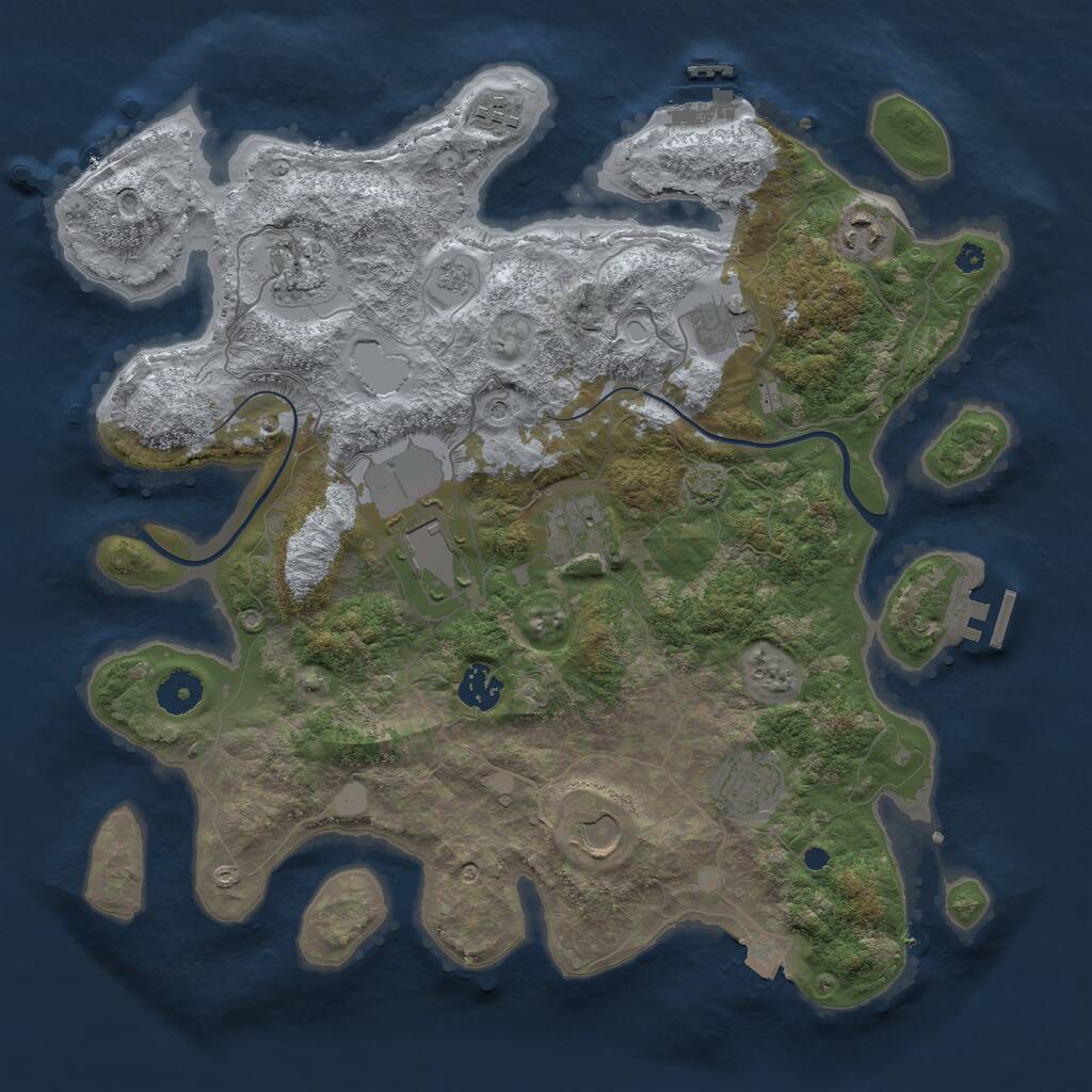 Rust Map: Procedural Map, Size: 3750, Seed: 206552140, 15 Monuments