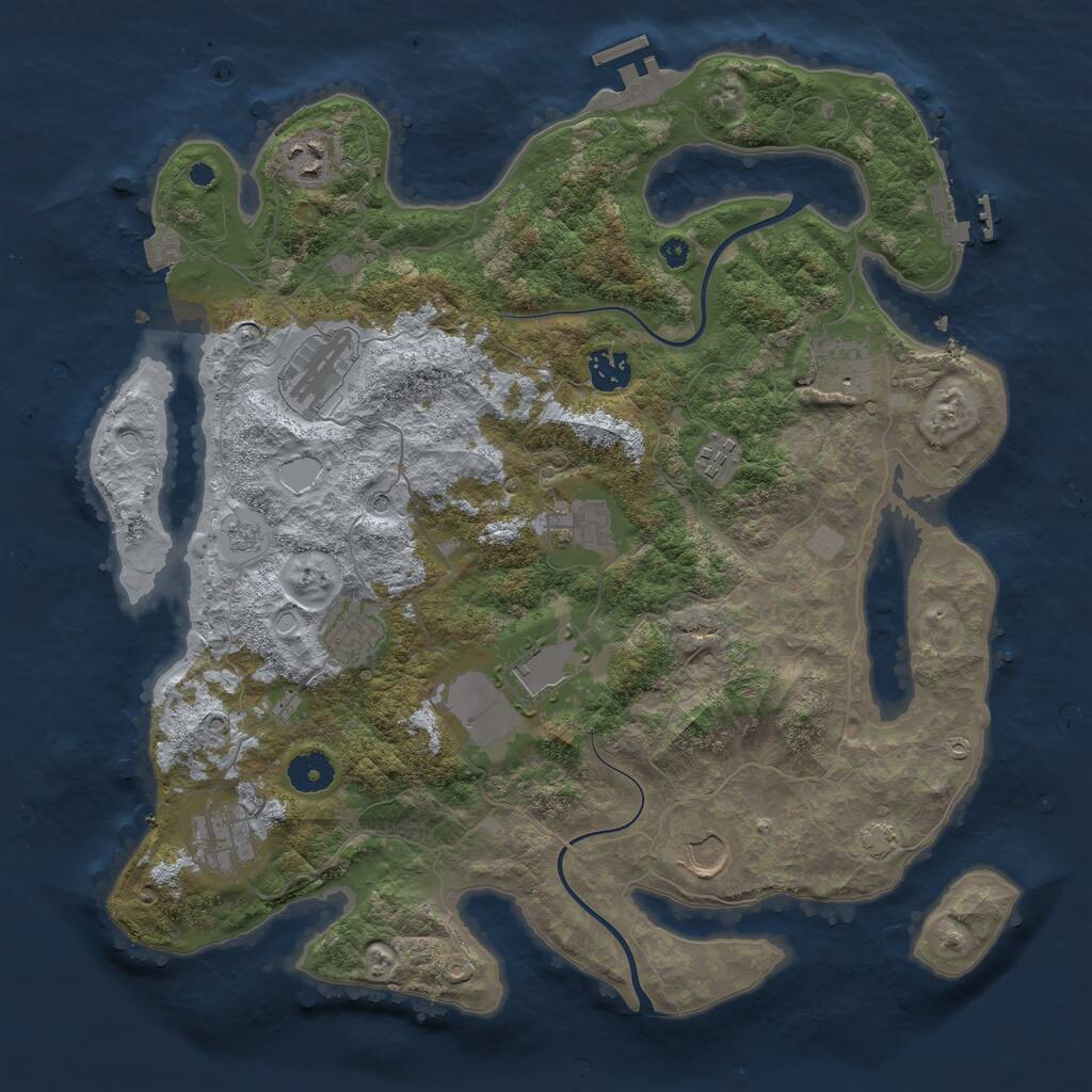 Rust Map: Procedural Map, Size: 3800, Seed: 360221343, 16 Monuments