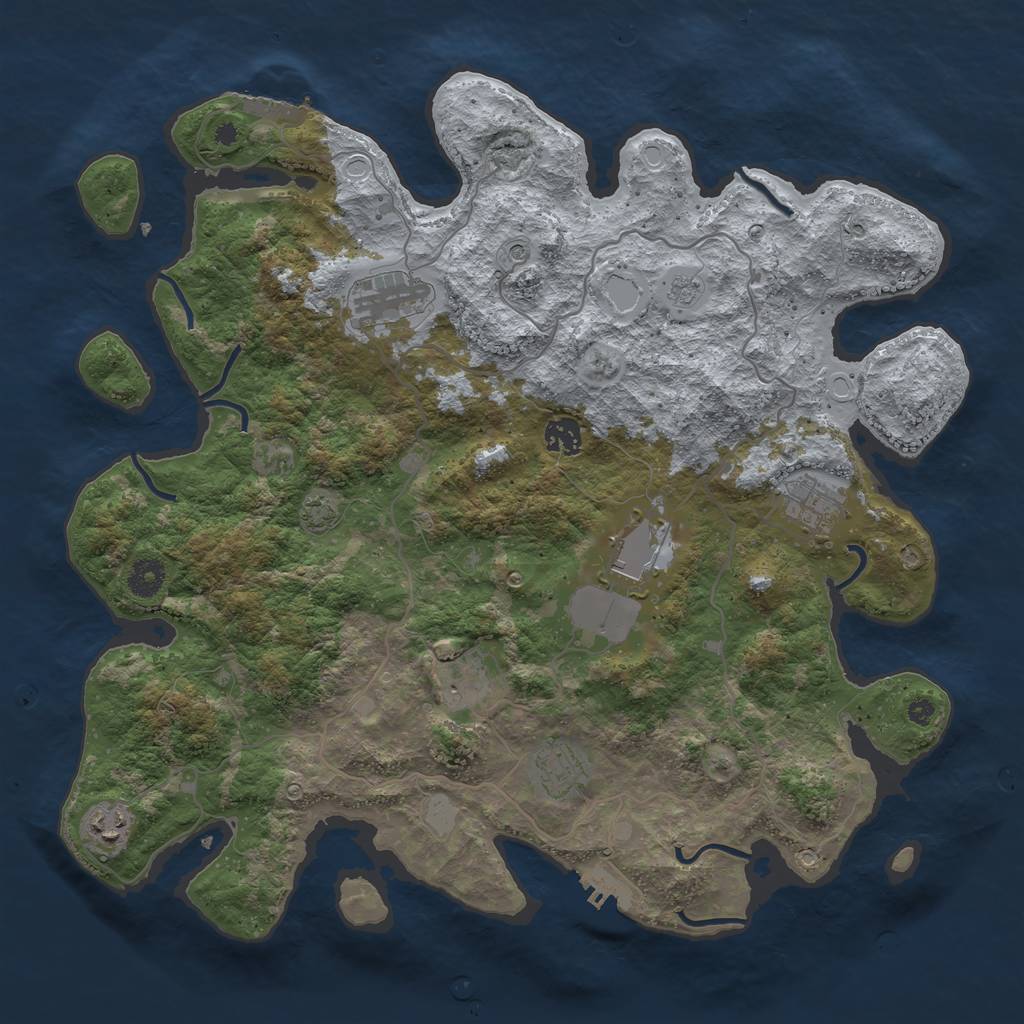 Rust Map: Procedural Map, Size: 4000, Seed: 42701, 14 Monuments