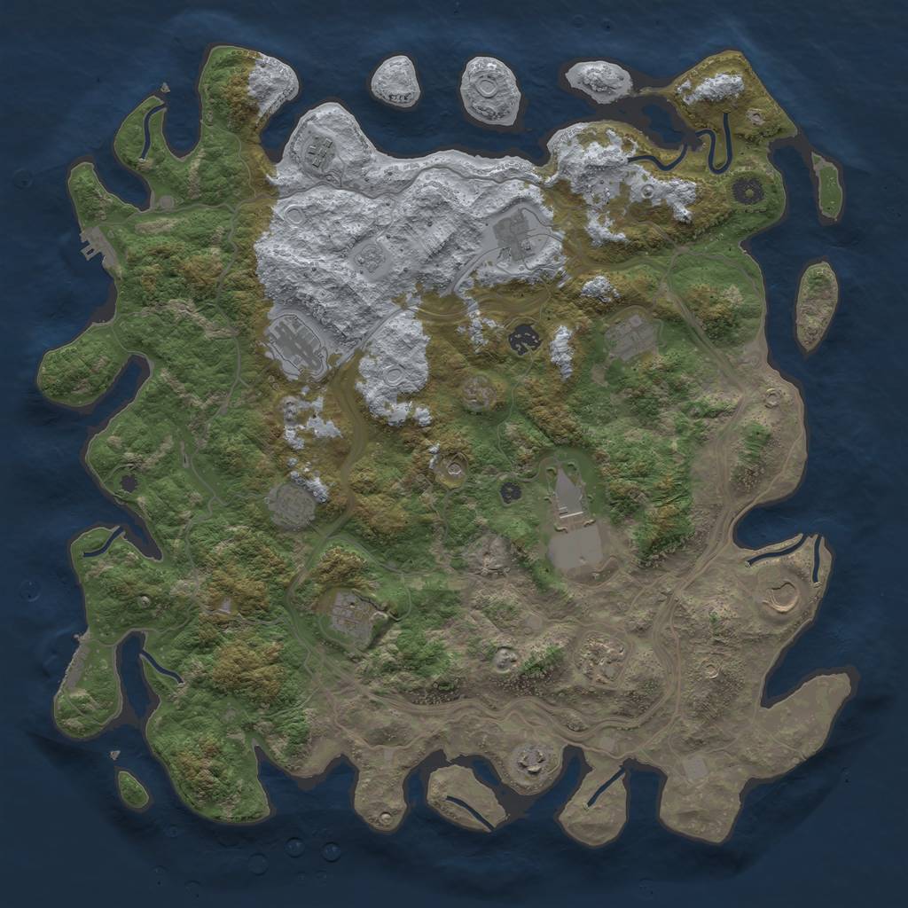 Rust Map: Procedural Map, Size: 4500, Seed: 1995705746, 18 Monuments