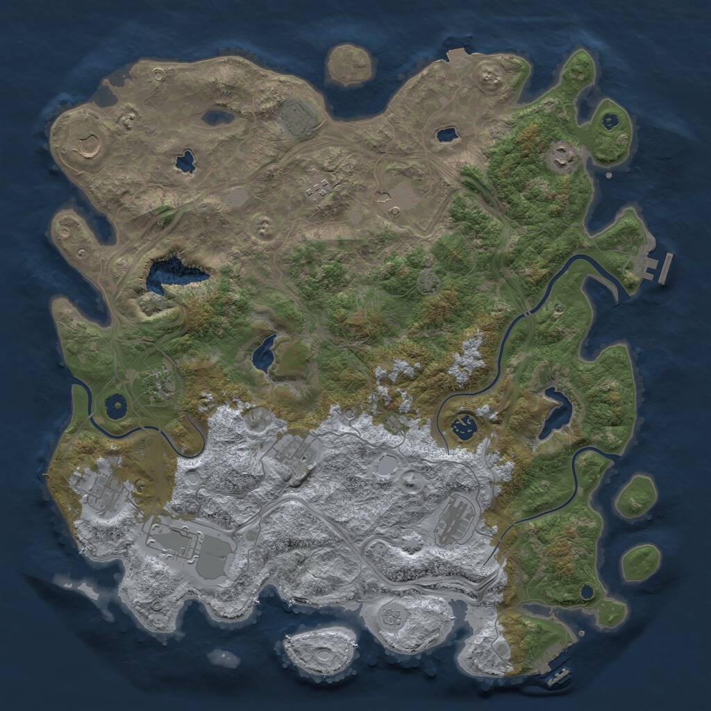 Rust Map: Procedural Map, Size: 4500, Seed: 1749589564, 17 Monuments