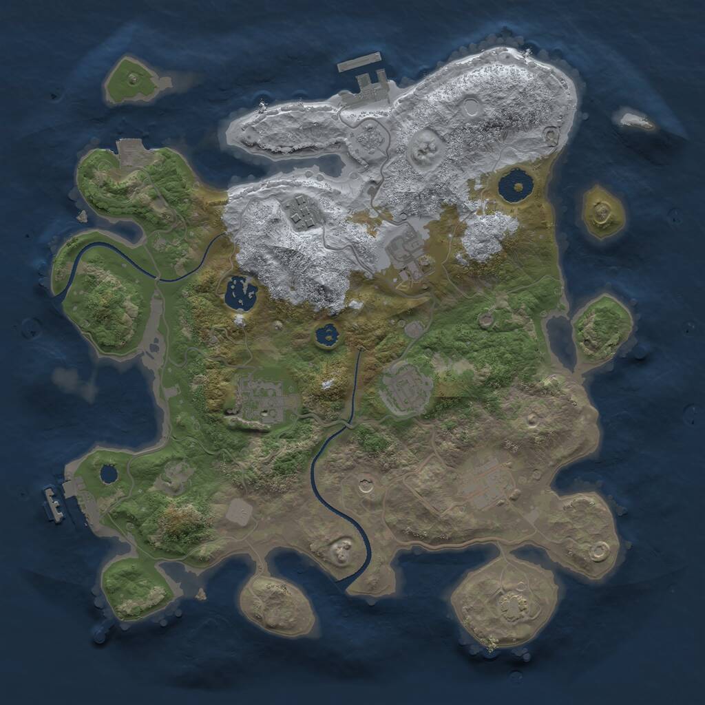 Rust Map: Procedural Map, Size: 3200, Seed: 1965659499, 12 Monuments