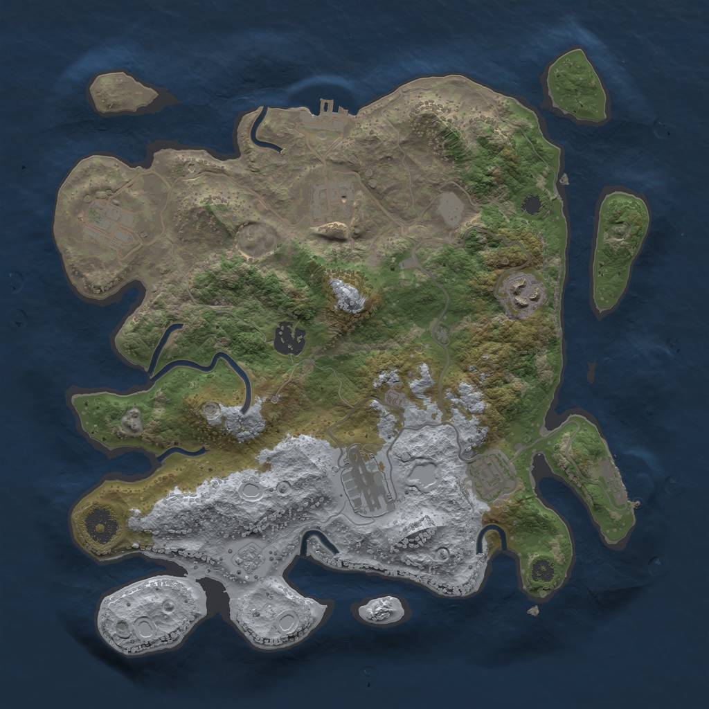 Rust Map: Procedural Map, Size: 3250, Seed: 1188314128, 12 Monuments