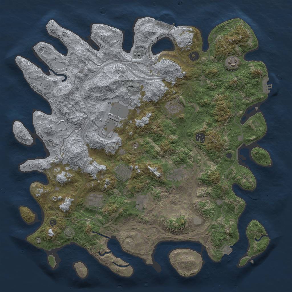 Rust Map: Procedural Map, Size: 4300, Seed: 25644134, 17 Monuments