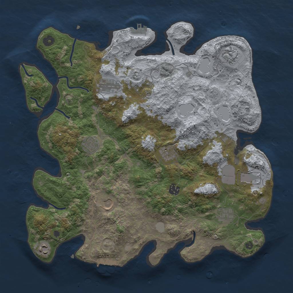 Rust Map: Procedural Map, Size: 3956, Seed: 123745387, 16 Monuments