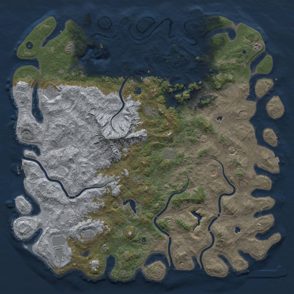 Rust Map: Procedural Map, Size: 6000, Seed: 924563414, 17 Monuments