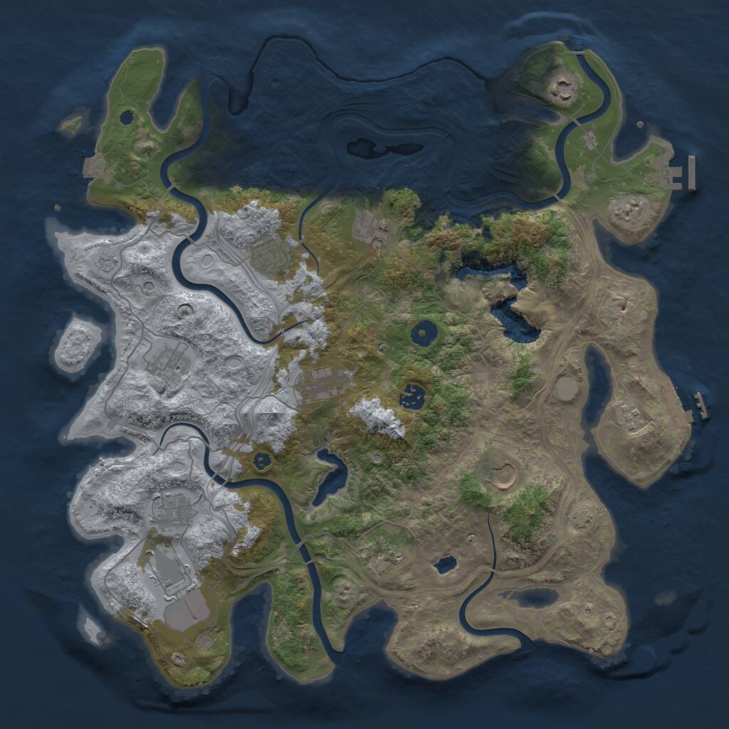Rust Map: Procedural Map, Size: 4250, Seed: 73639574, 17 Monuments