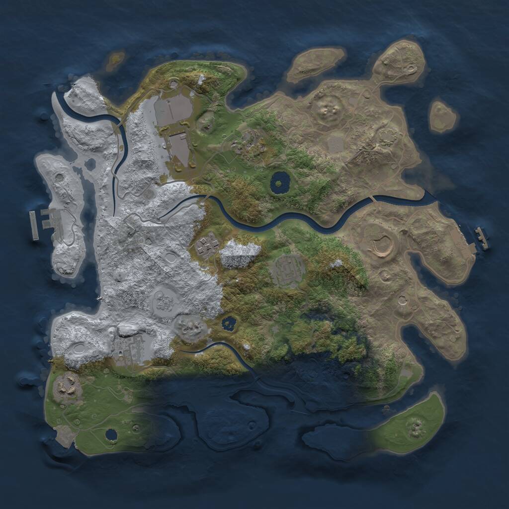 Rust Map: Procedural Map, Size: 3500, Seed: 1625108913, 13 Monuments