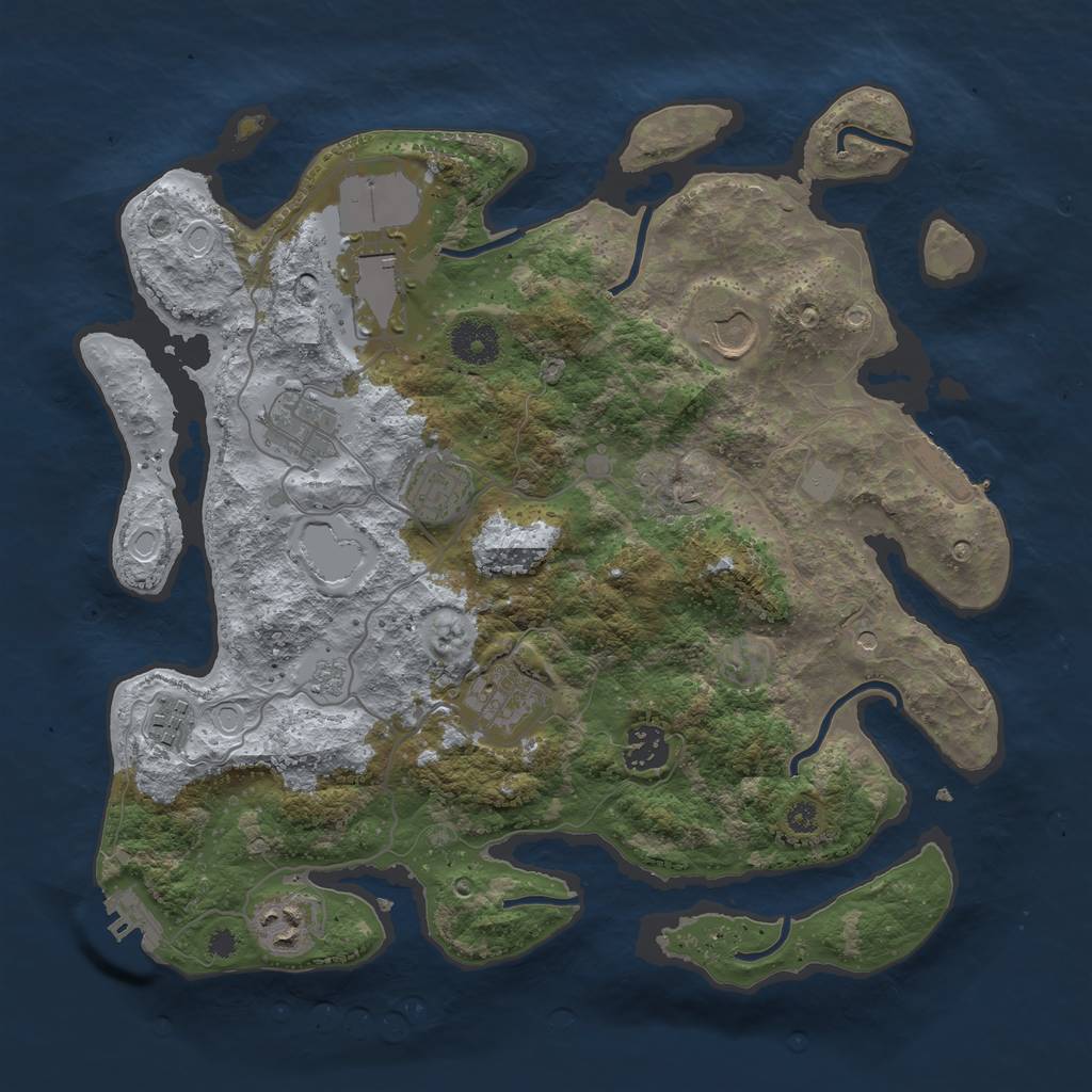 Rust Map: Procedural Map, Size: 3500, Seed: 1625108913, 15 Monuments