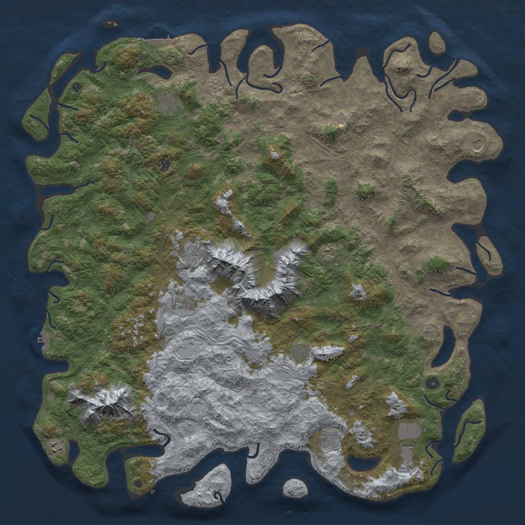 Rust Map: Procedural Map, Size: 6000, Seed: 812449, 18 Monuments