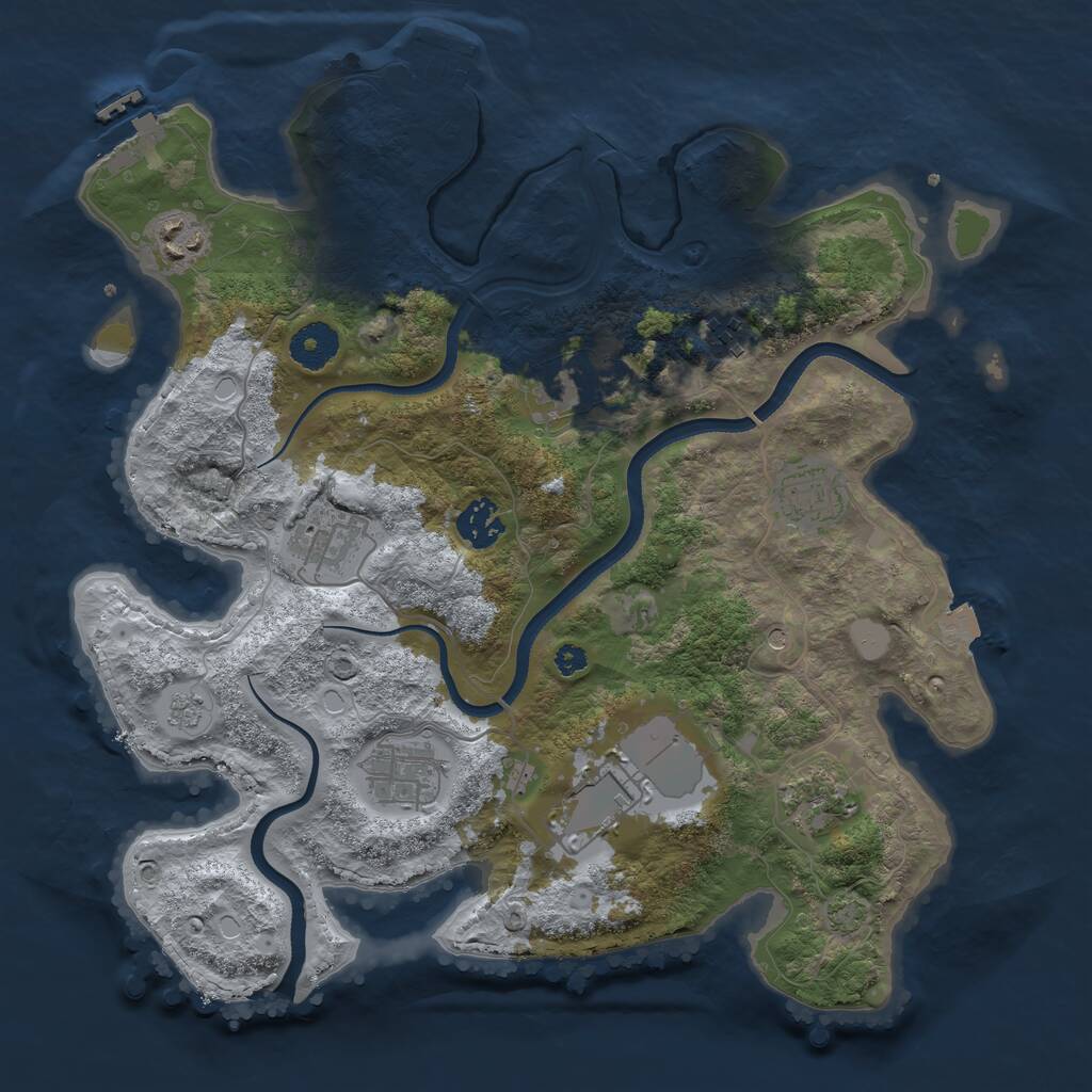 Rust Map: Procedural Map, Size: 3500, Seed: 1715681242, 15 Monuments