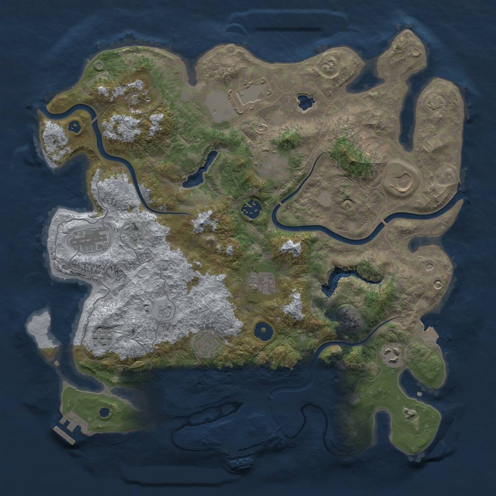 Rust Map: Procedural Map, Size: 4000, Seed: 92462, 16 Monuments