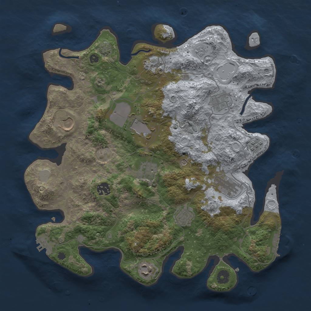 Rust Map: Procedural Map, Size: 3500, Seed: 1798488446, 18 Monuments