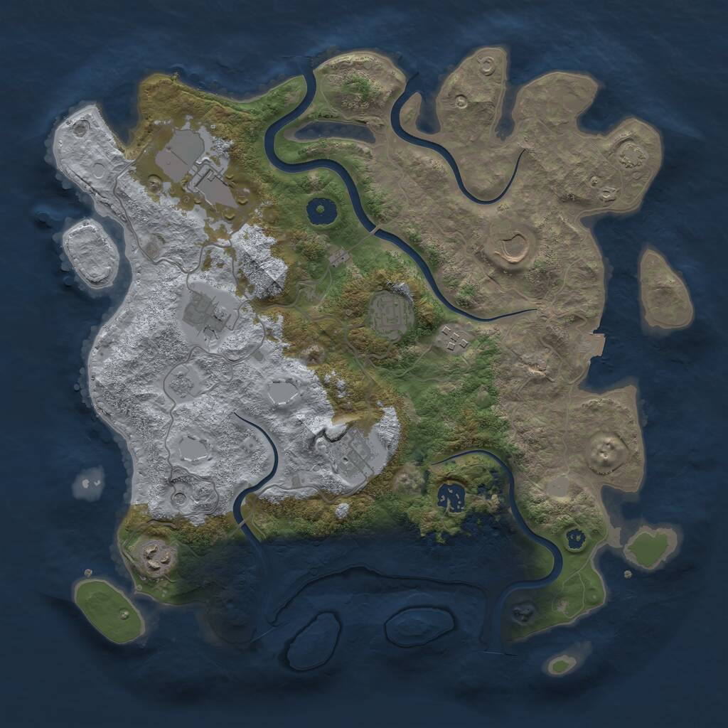 Rust Map: Procedural Map, Size: 3750, Seed: 449373435, 12 Monuments