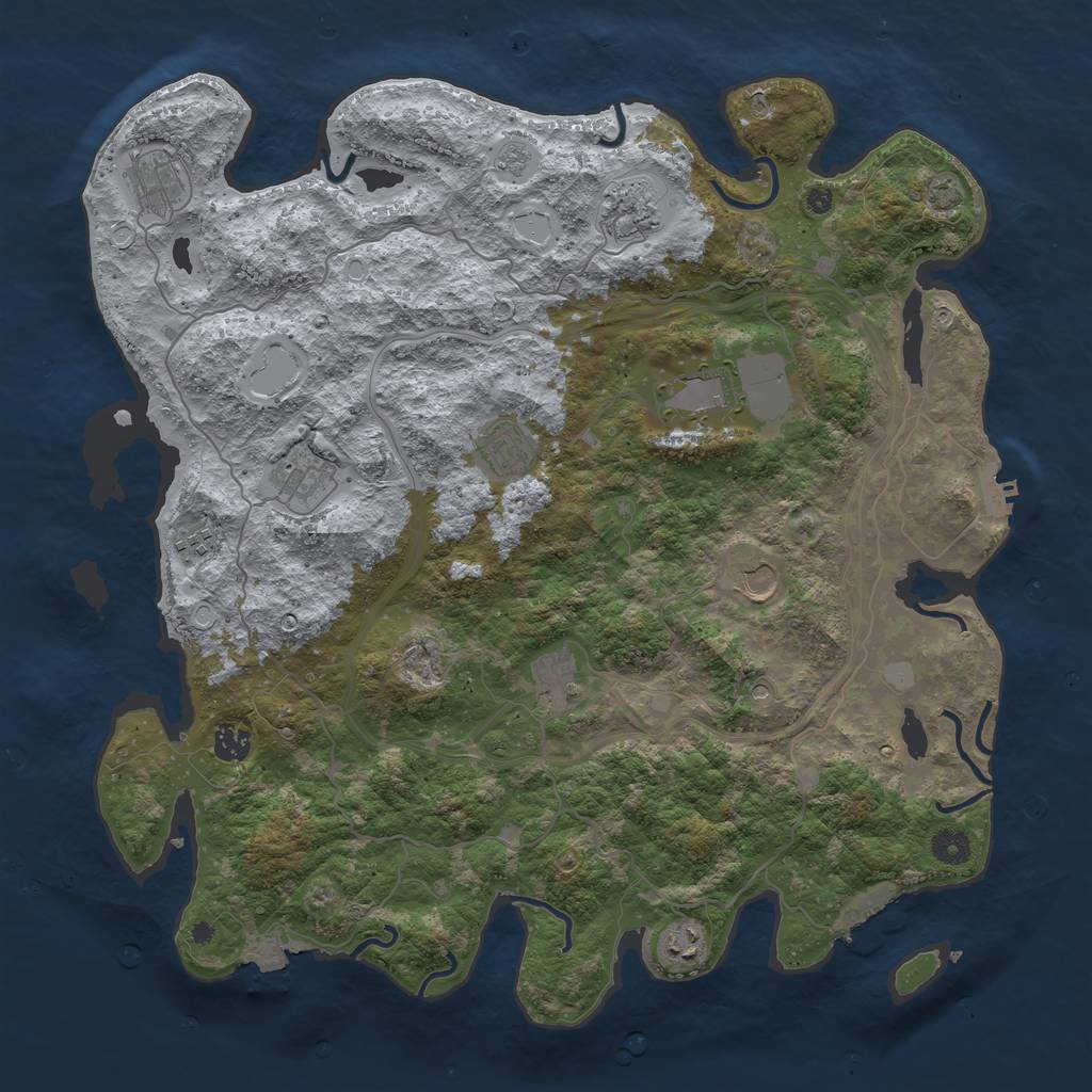 Rust Map: Procedural Map, Size: 4300, Seed: 1138482497, 18 Monuments