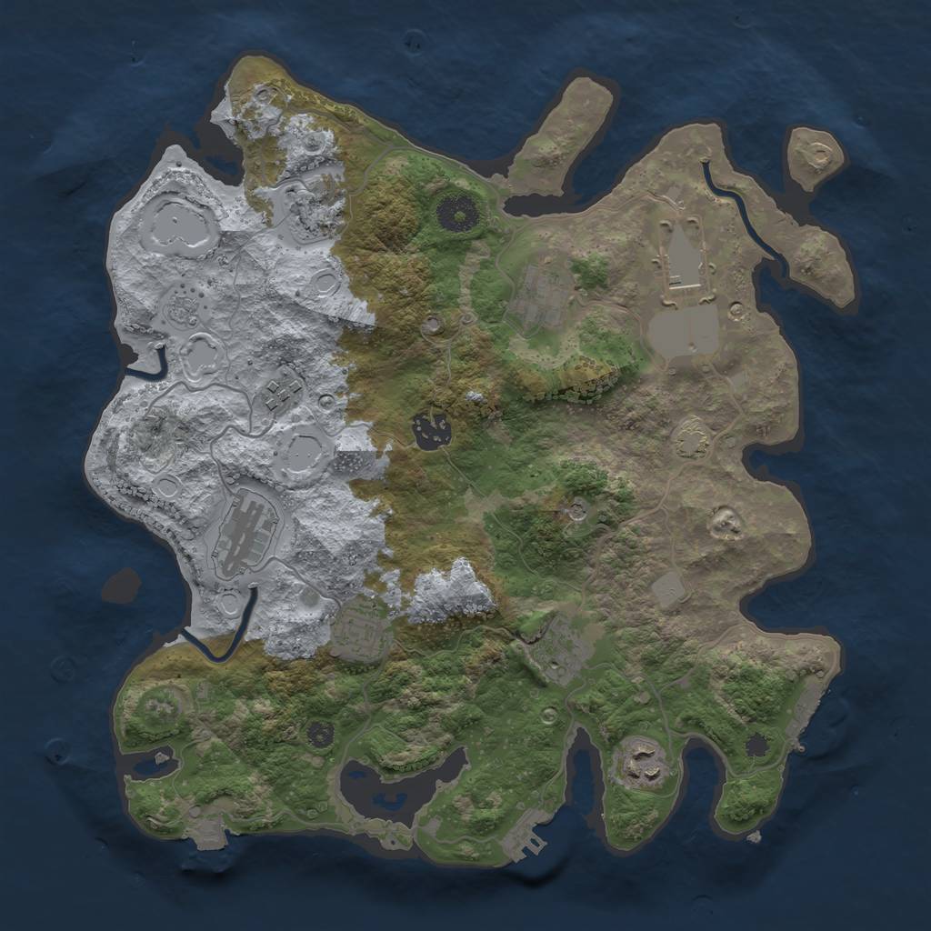 Rust Map: Procedural Map, Size: 3500, Seed: 1733152044, 17 Monuments