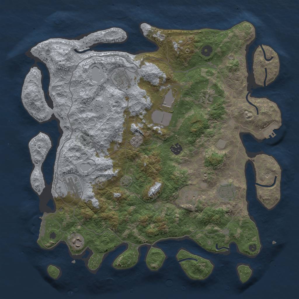 Rust Map: Procedural Map, Size: 4000, Seed: 495192147, 17 Monuments
