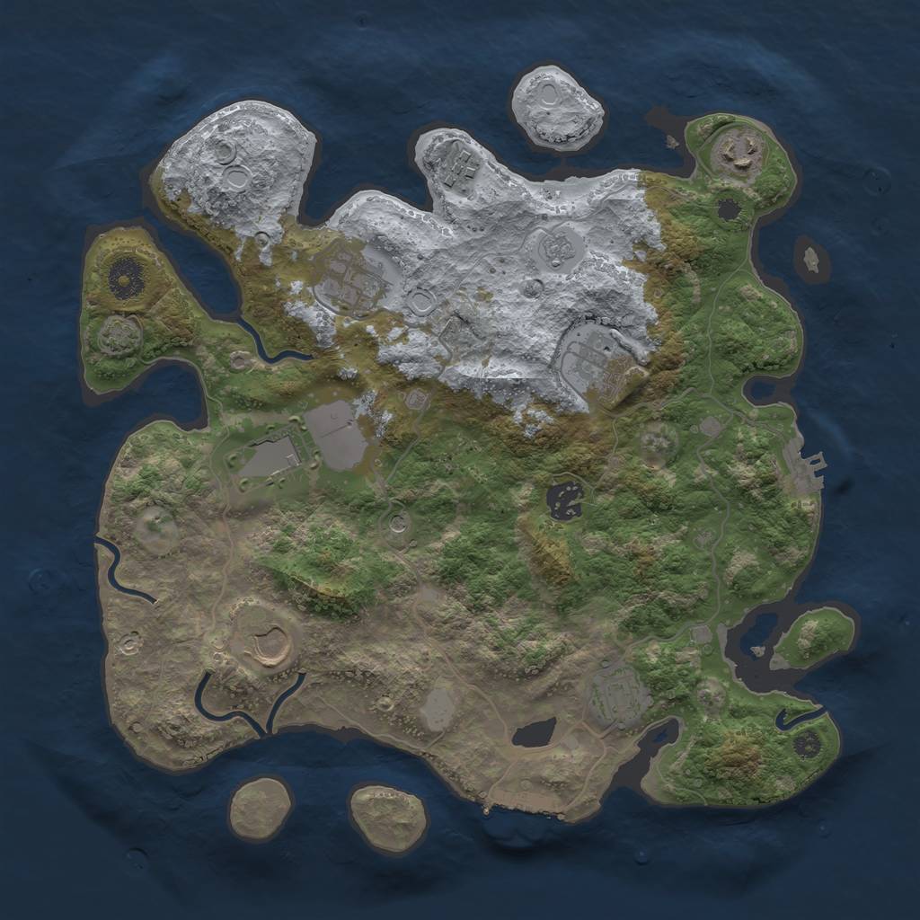 Rust Map: Procedural Map, Size: 3500, Seed: 1525856386, 16 Monuments