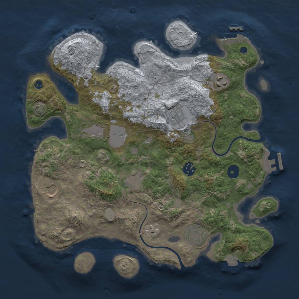Rust Map: Procedural Map, Size: 3500, Seed: 1525856386, 14 Monuments