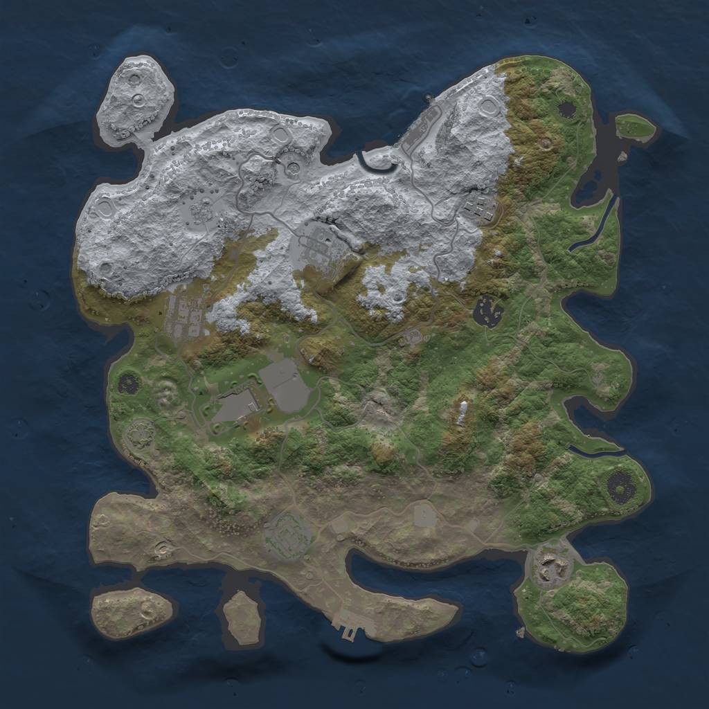 Rust Map: Procedural Map, Size: 3500, Seed: 174281128, 15 Monuments