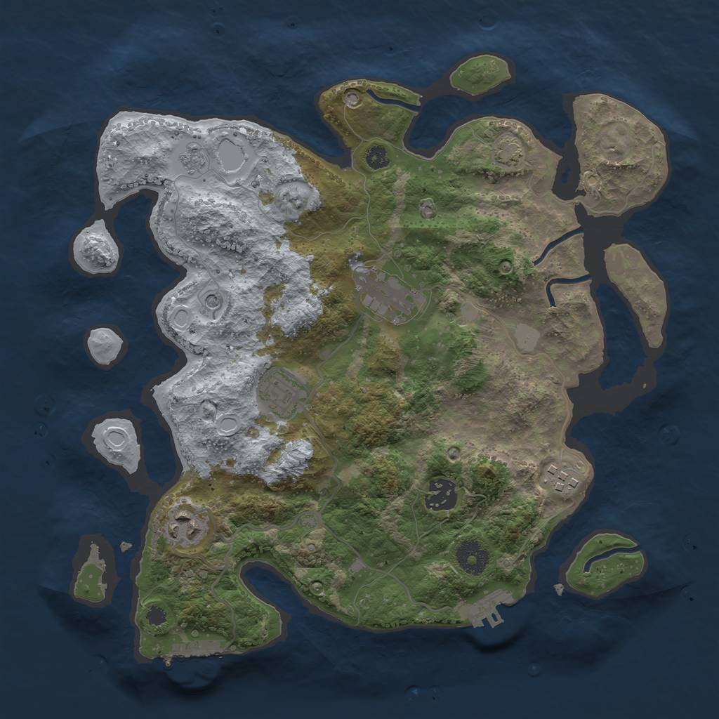 Rust Map: Procedural Map, Size: 3250, Seed: 2116296936, 13 Monuments