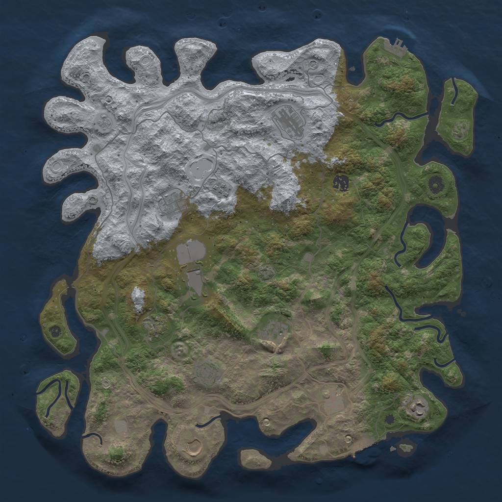 Rust Map: Procedural Map, Size: 4500, Seed: 1410852479, 19 Monuments