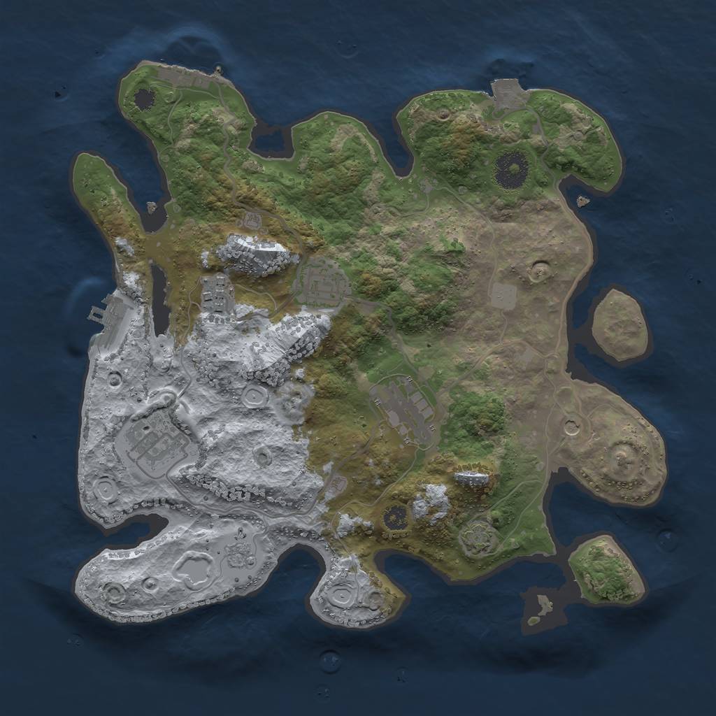 Rust Map: Procedural Map, Size: 3000, Seed: 7827, 12 Monuments