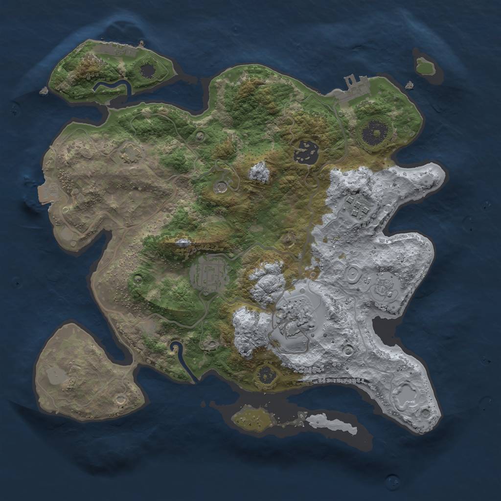 Rust Map: Procedural Map, Size: 3000, Seed: 412507770, 12 Monuments