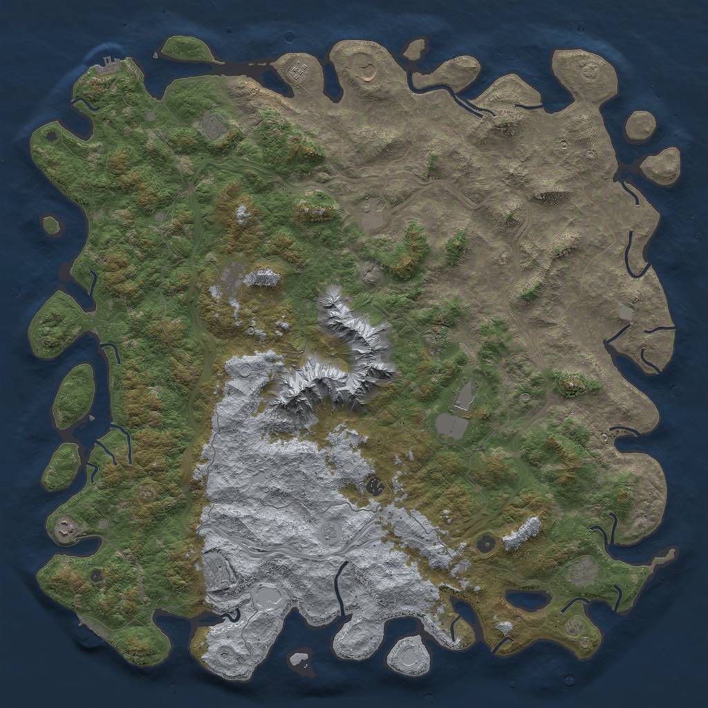 Rust Map: Procedural Map, Size: 6000, Seed: 85972, 19 Monuments